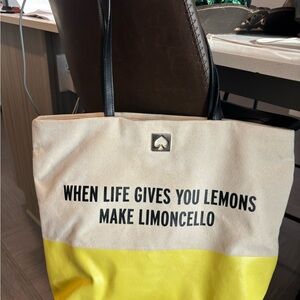Kate Spade Yellow and Cream Quote Tote